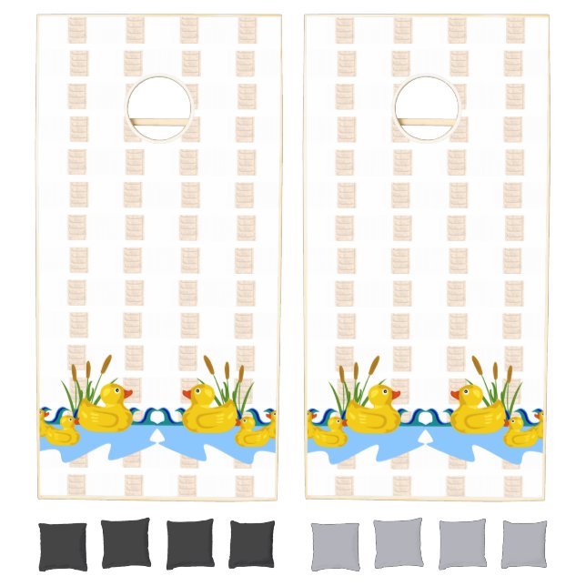 Cornhole Set Beige & White Stripe Duck (Set)
