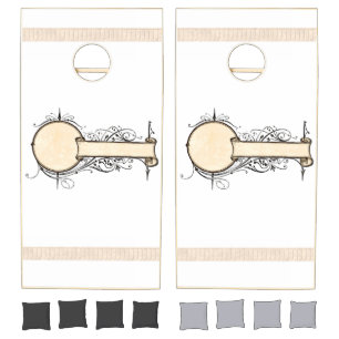 Cornhole Set Beige & White Stripe Key