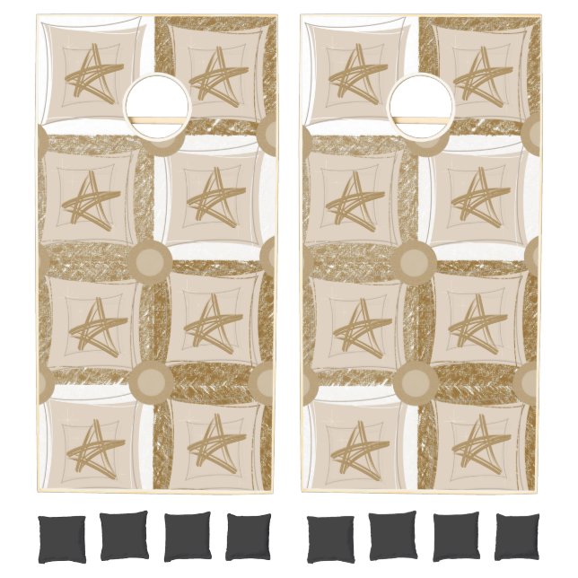 Cornhole Set Beige & White Stripe Stars (Set)