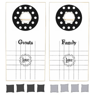 Cornhole Set Black & White Circular Love Family