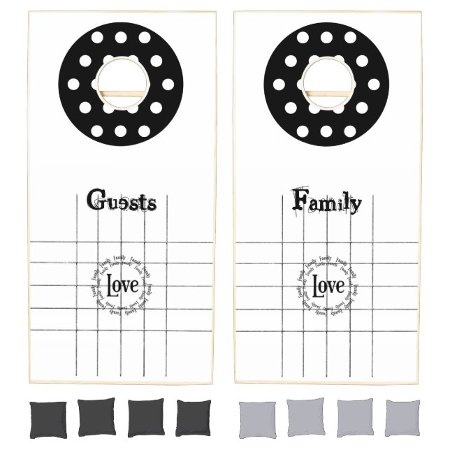 Cornhole Set Black & White Circular Love Family (Set)
