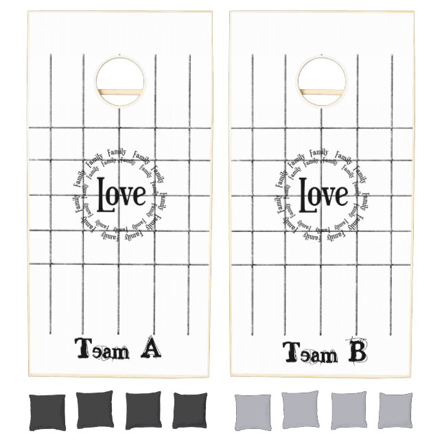 Cornhole Set Black & White Love Family  (Set)
