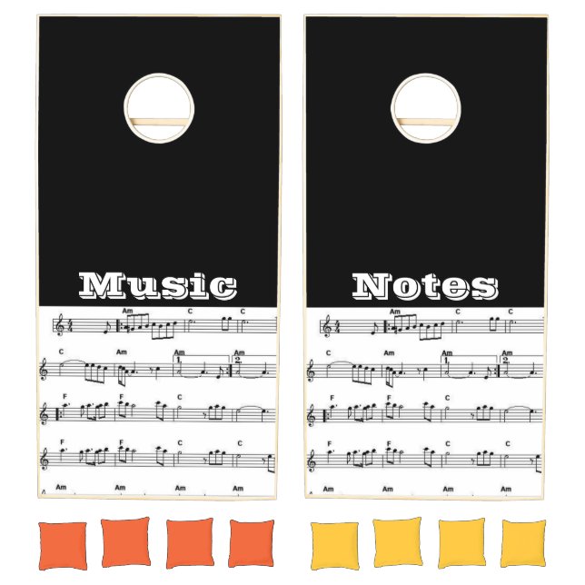 Cornhole Set Black White Music Notes (Set)