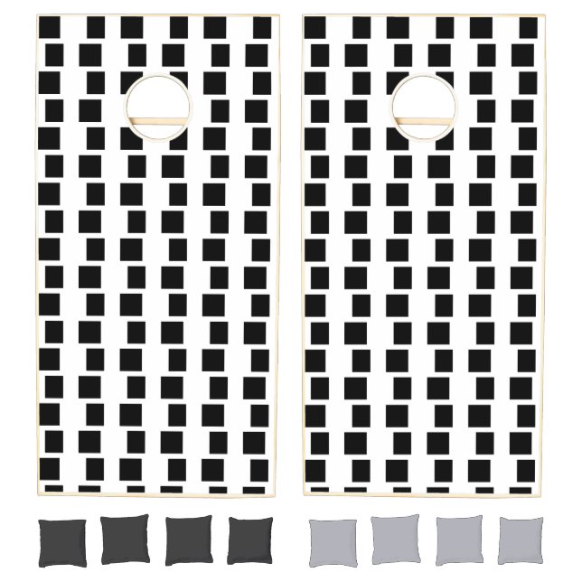 Cornhole Set Black & White Square (Set)