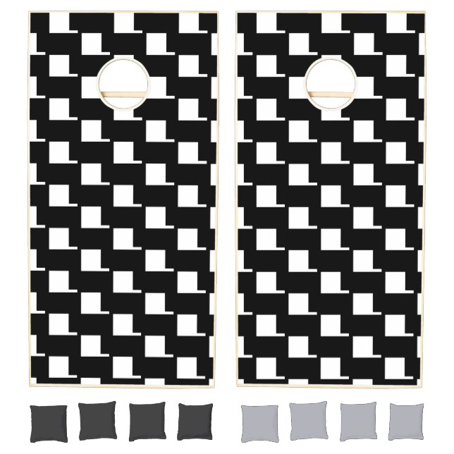Cornhole Set Black & White Square (Set)