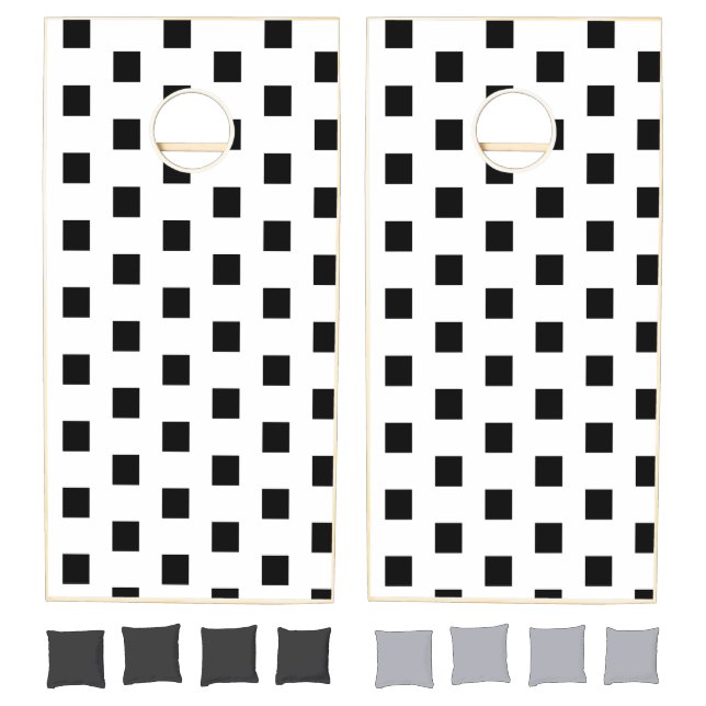 Cornhole Set Black & White Square (Set)