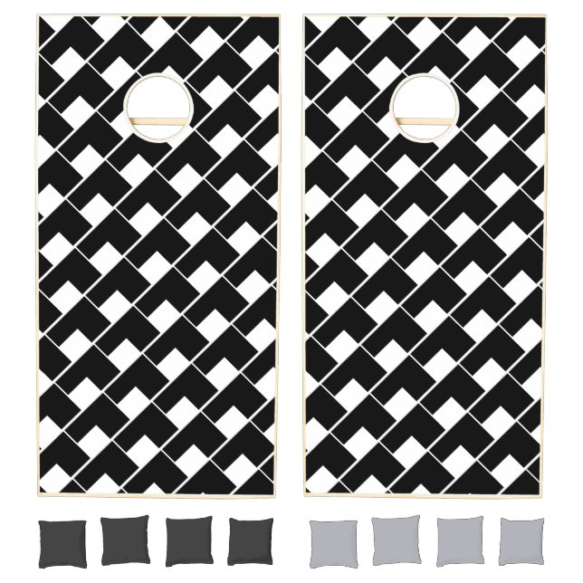 Cornhole Set Black & White Square (Set)