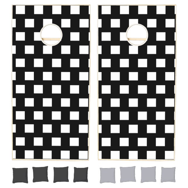 Cornhole Set Black & White Square (Set)