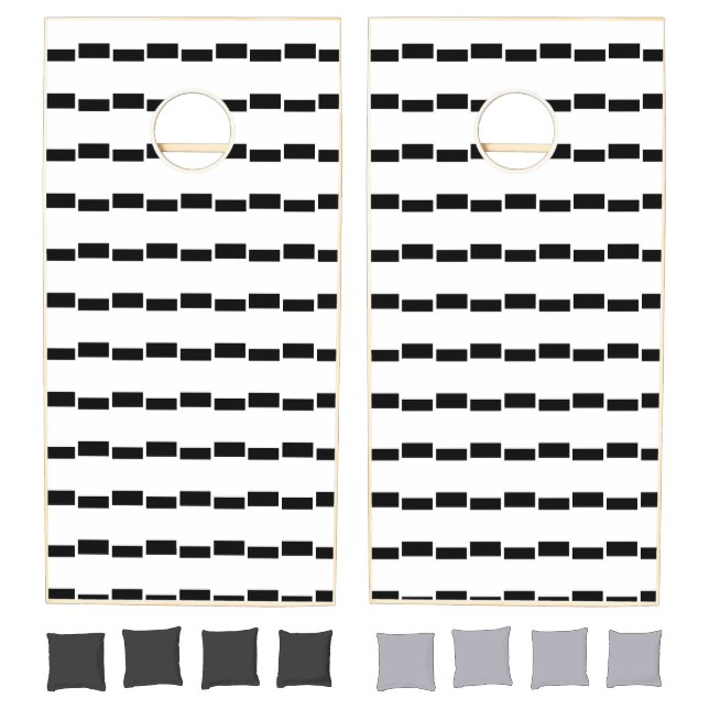 Cornhole Set Black & White Square Stripe (Set)