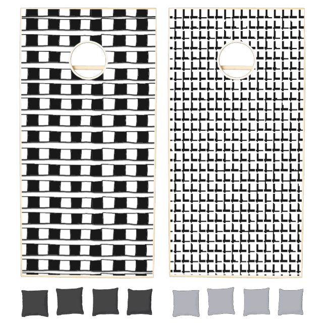 Cornhole Set Black & White Squares (Set)
