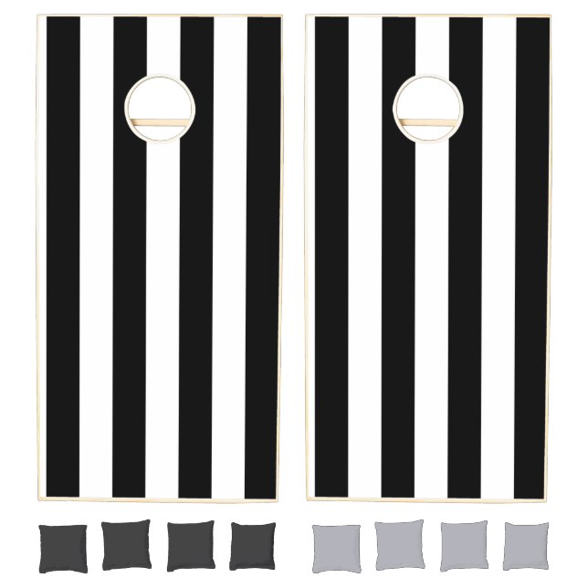 Cornhole Set Black & White Stripe (Set)