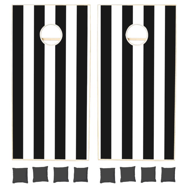 Cornhole Set Black & White Stripe (Set)