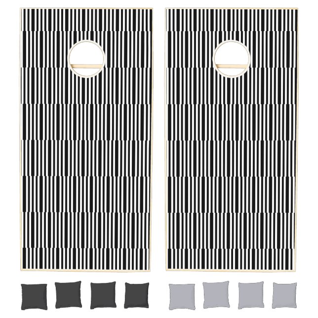 Cornhole Set Black & White Stripe (Set)