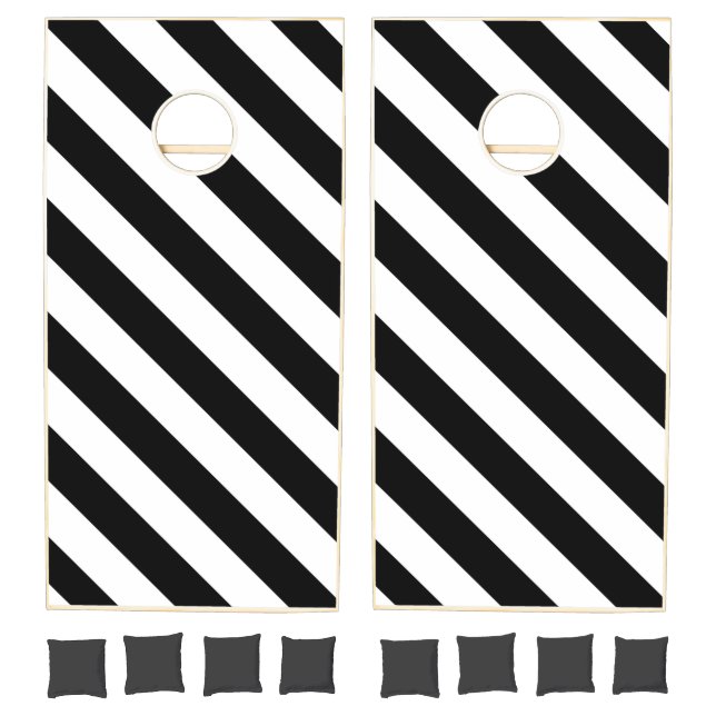 Cornhole Set Black & White Stripe (Set)