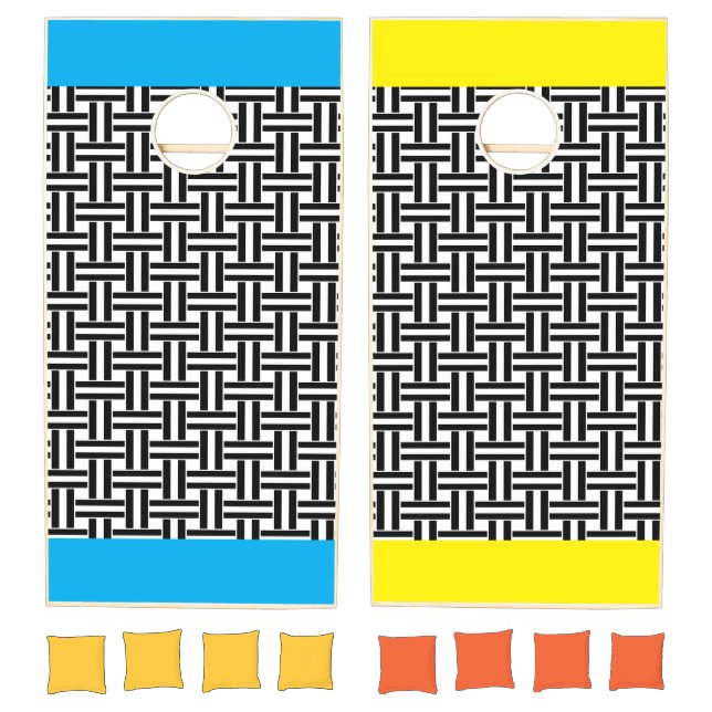 Cornhole Set Black & White Stripe (Set)