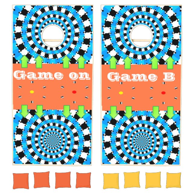 Cornhole Set Blue Circular Orange (Set)