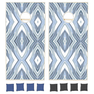 Cornhole Set Blue & White Abstract
