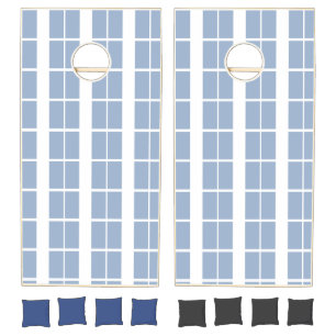 Cornhole Set Blue & White Square