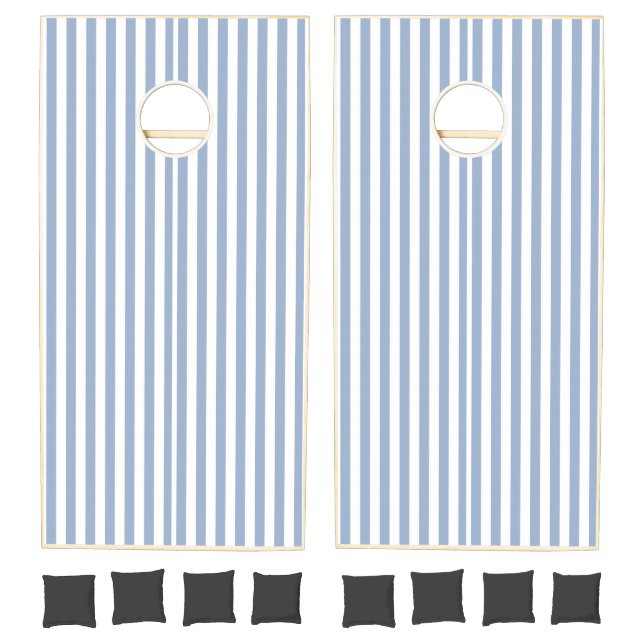 Cornhole Set Blue & White Stripe (Set)