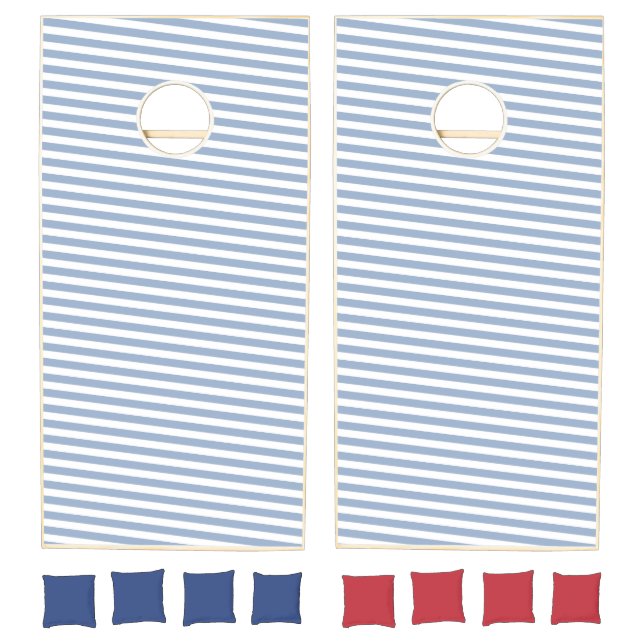 Cornhole Set Blue & White Stripe (Set)