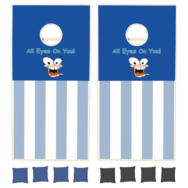 Cornhole Set Blue & White Stripe (Set)