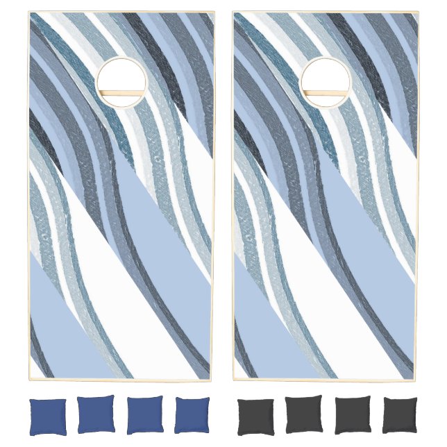 Cornhole Set Blue & White Stripe (Set)