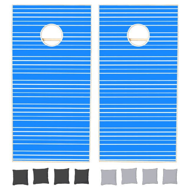 Cornhole Set Blue & White Stripe (Set)