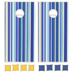 Cornhole Set Blue & White Stripe