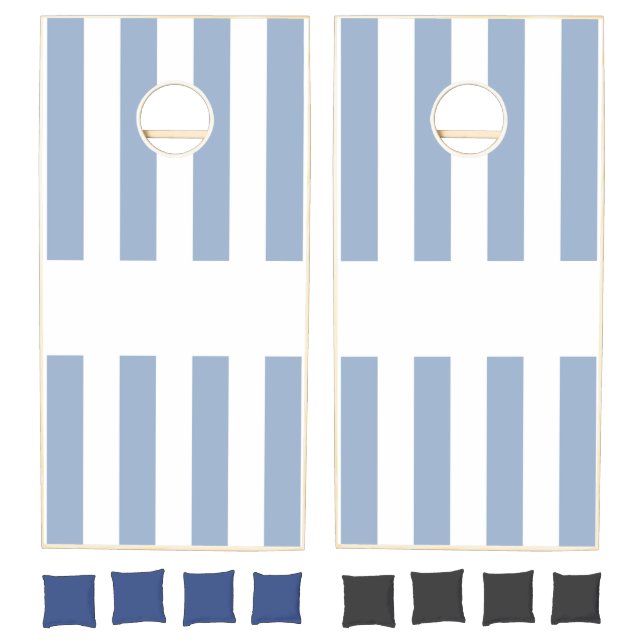 Cornhole Set Blue & White Stripe (Set)