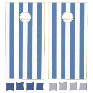 Cornhole Set Blue & White Stripe