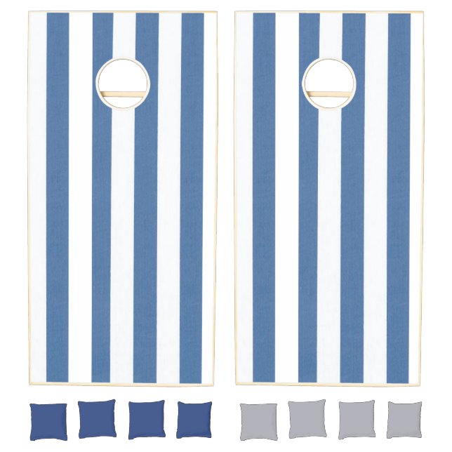 Cornhole Set Blue & White Stripe (Set)