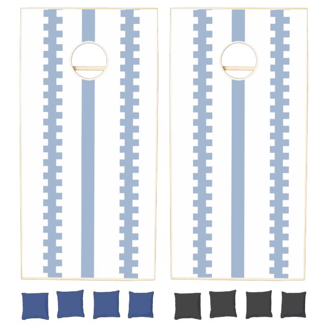 Cornhole Set Blue & White Stripe (Set)