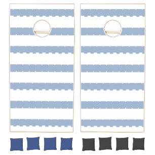 Cornhole Set Blue & White Stripe
