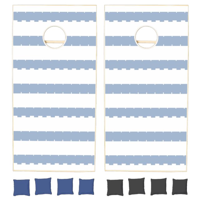 Cornhole Set Blue & White Stripe (Set)