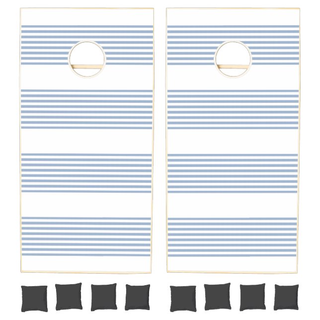 Cornhole Set Blue & White Stripe (Set)