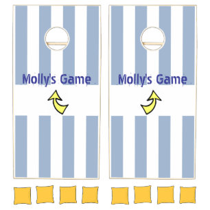 Cornhole Set Blue & White Stripe
