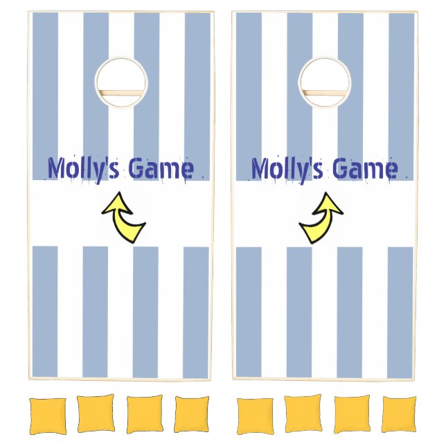 Cornhole Set Blue & White Stripe (Set)