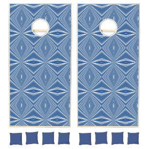Cornhole Set Blue & White Stripe Abstract