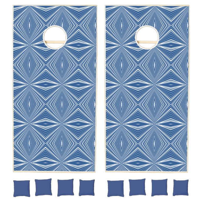 Cornhole Set Blue & White Stripe Abstract (Set)
