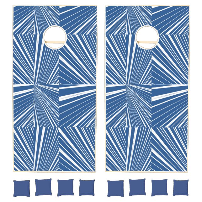 Cornhole Set Blue & White Stripe Abstract (Set)