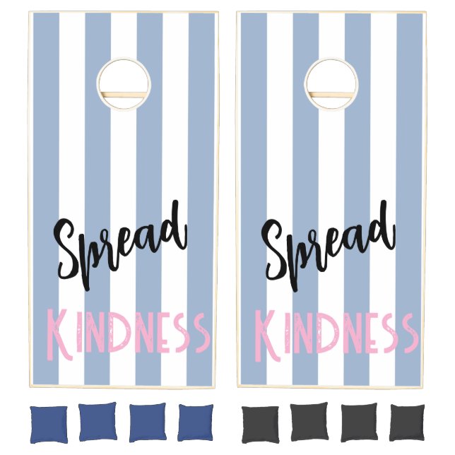 Cornhole Set Blue & White Stripe Spread Kindness (Set)