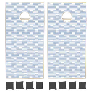 Cornhole Set Blue & White Stripe Square 