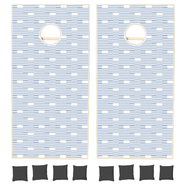 Cornhole Set Blue & White Stripe Square  (Set)