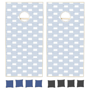 Cornhole Set Blue & White Stripe Square