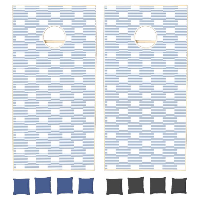 Cornhole Set Blue & White Stripe Square (Set)