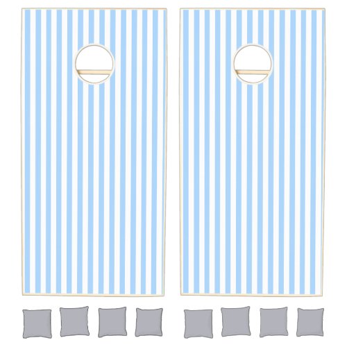 Cornhole Set Blue & White Stripe Vertical