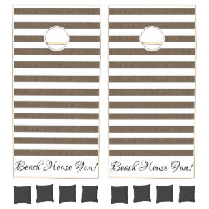 Cornhole Set Brown & White Stripe