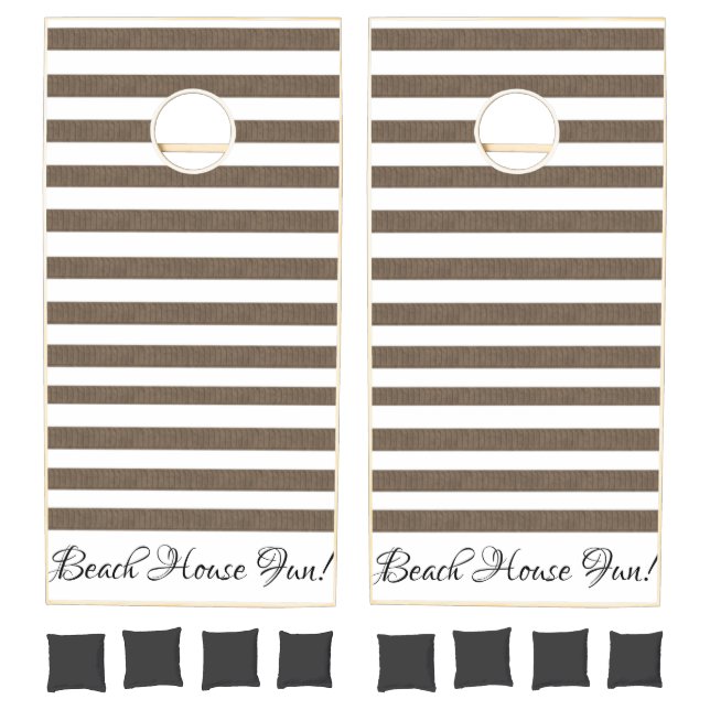 Cornhole Set Brown & White Stripe (Set)