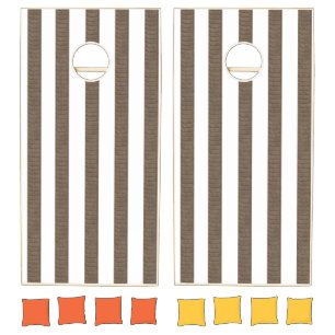 Cornhole Set Brown & White Stripe