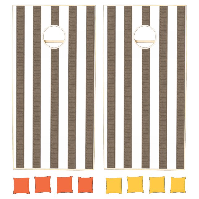 Cornhole Set Brown & White Stripe (Set)